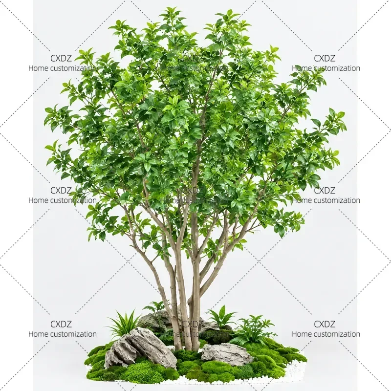Simulated Drunk Wood Fake Tree Bionic Green Plant Decorative Landscape for Indoor Outdoor Large Floor to Ceiling Window