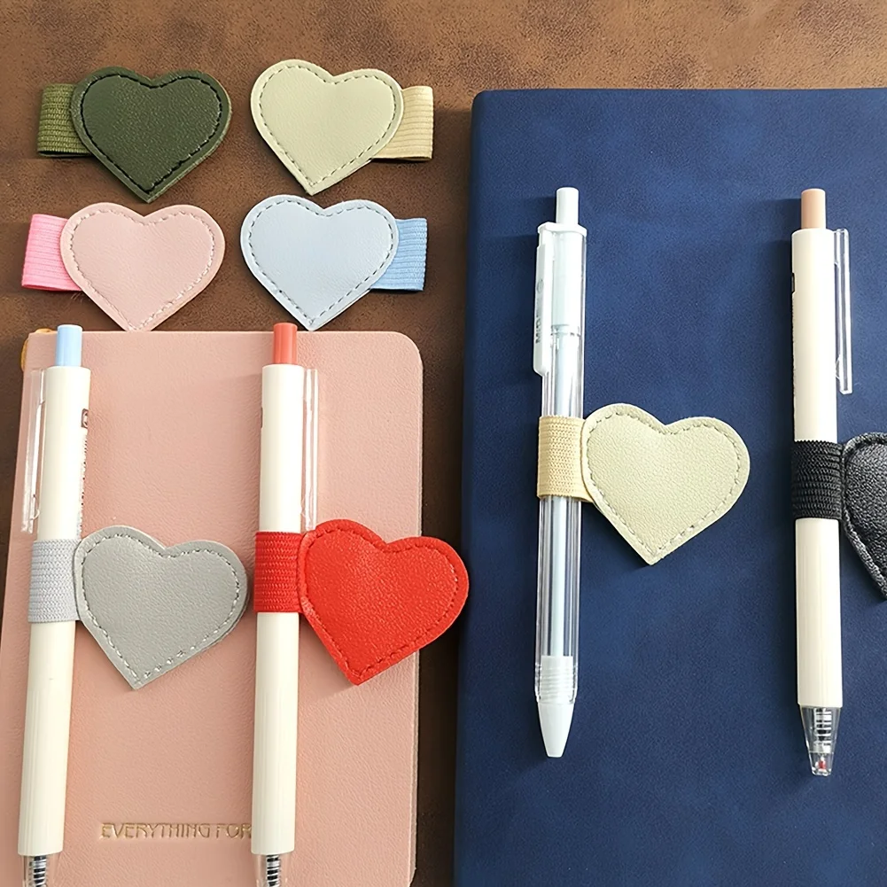 6Pcs Mixed‑Color Faux Leather Pen Loops, Self‑Adhesive Elastic Pen Holder for Notebook Journal Planner Tablet Case, Fit Stylu