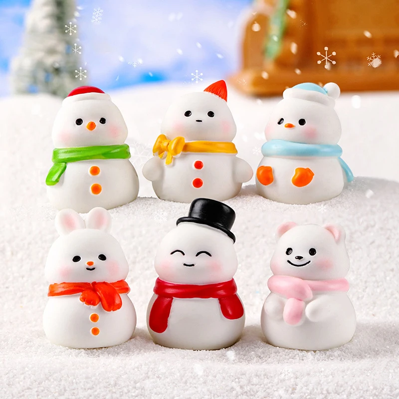 1Pc Mini Resin Christmas Snowman Micro Landscape Figurines Dollhouse Ornament Home Decorations Fairy Garden Snowman Figurine