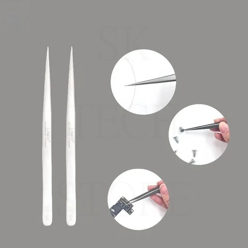 Non-Magnetic Stainless Steel Short Pointed SS-SA Long Pointed Repair Clip  Super Precision High Exatitude Exceed Hard Tweezers