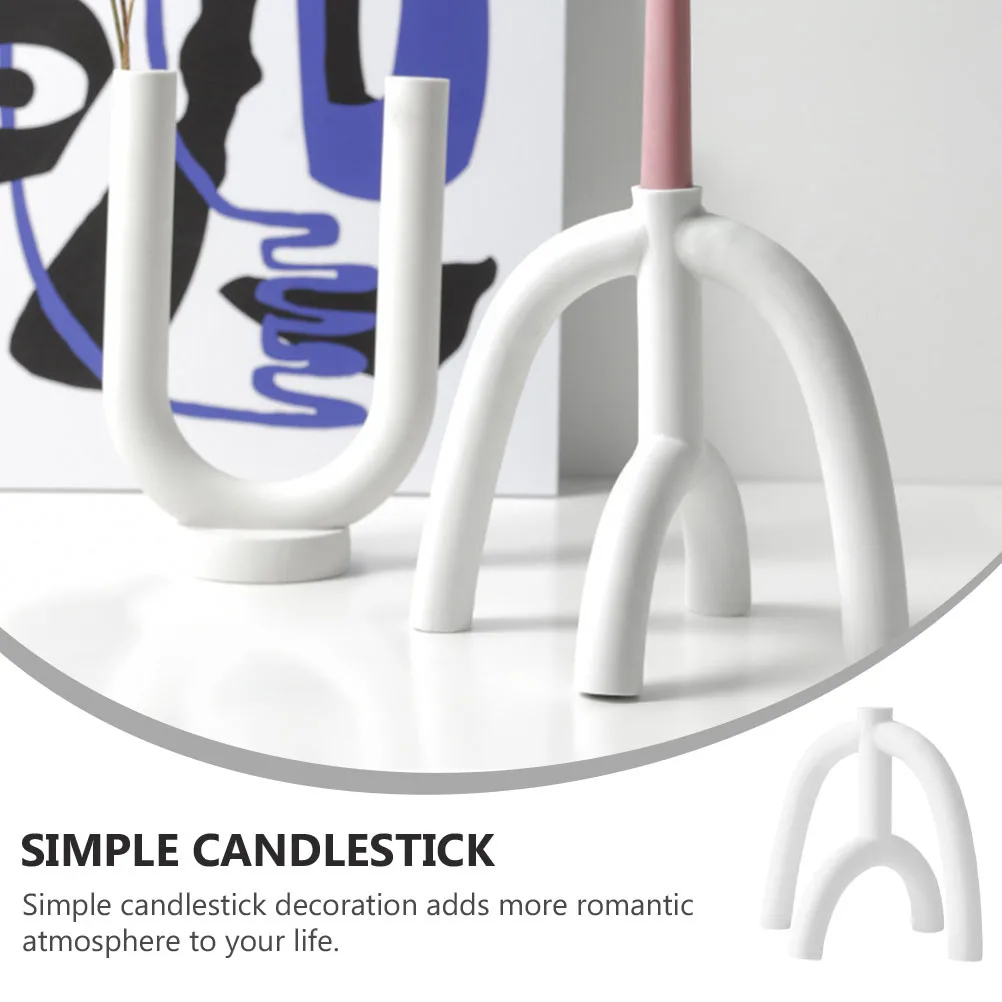 

1Pcs Ceramic Candleholder White Simple Chic Candleholder Decorative Tabletop Wedding Party Desk Decor Holder