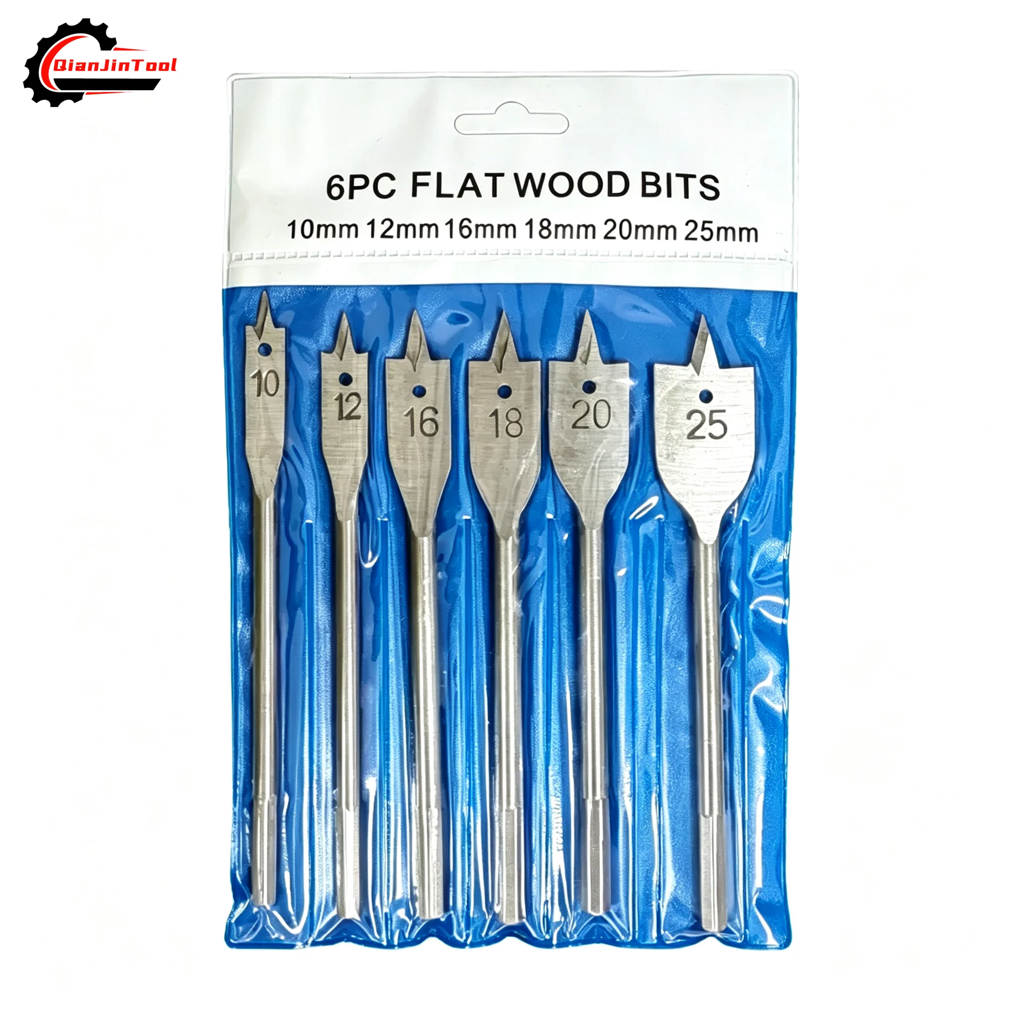 6Pcs Woodworking Flat Drill Bit Three-point Bit Set Drawer Door Lock Boring Tool Wood Board Hole Enlarger Flat Drill Combination