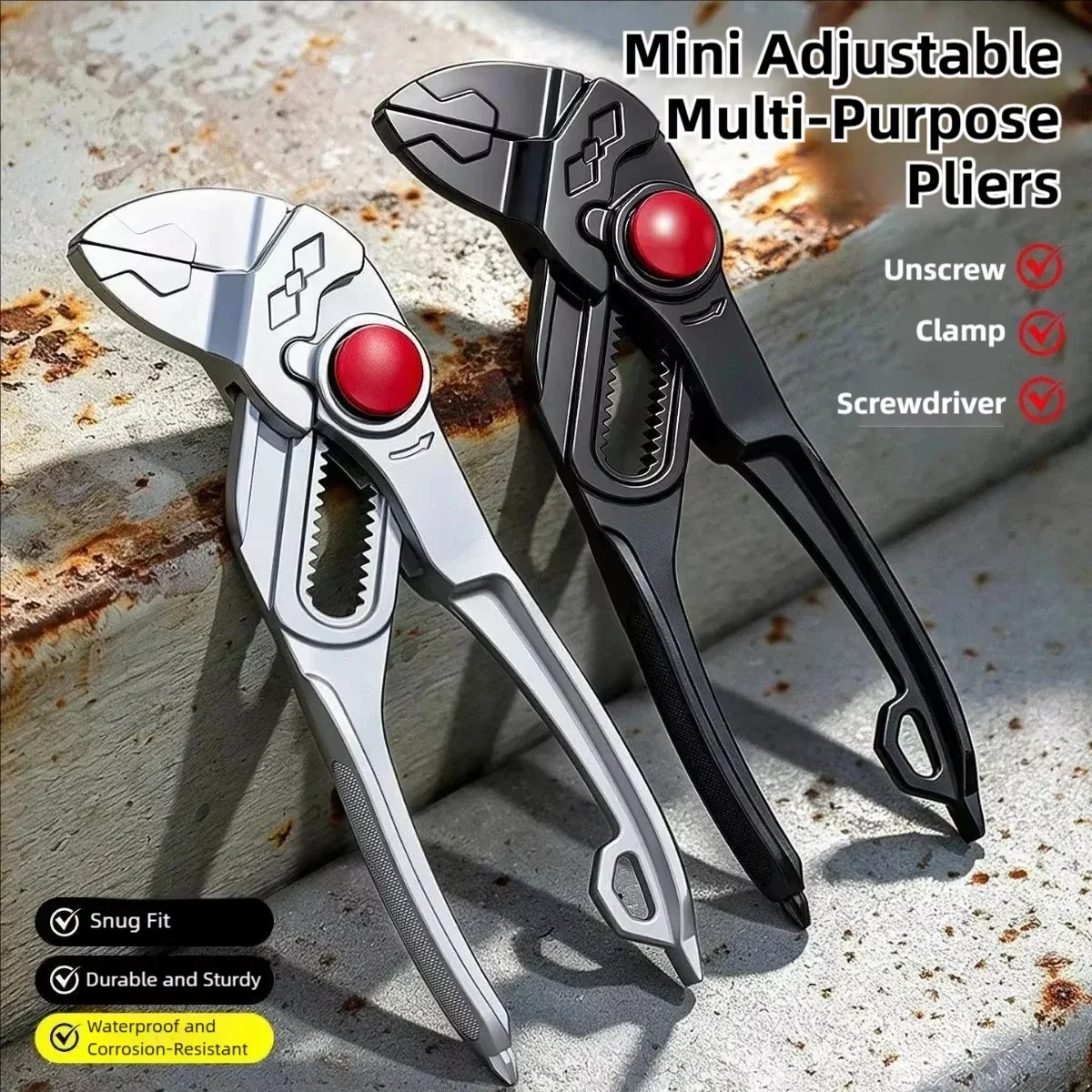 New Mini Groove Joint Pliers Push Lock V Jaw Adjustable Multi Grip Hand Tool for Car Auto Repair Mechanic Workshop