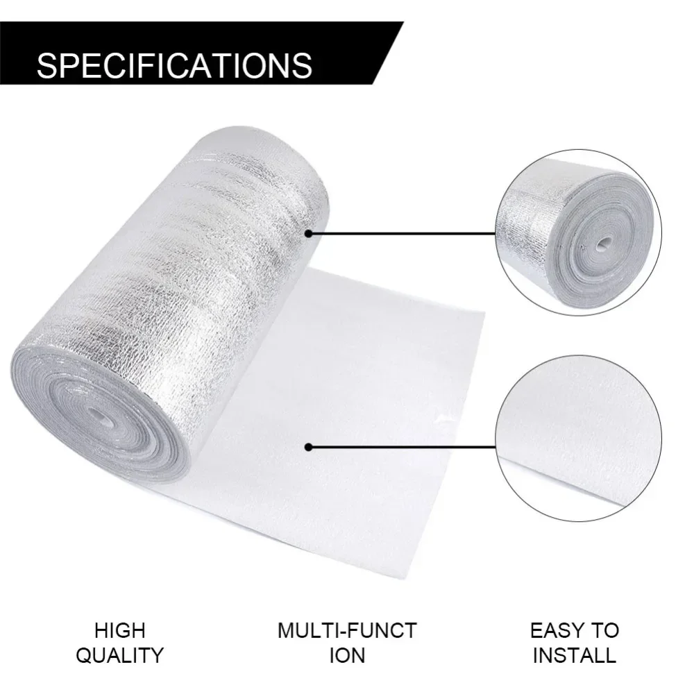 0.5x5m Reflective Insulation Roll Foam Core Radiant Barrier Reflective Aluminum Foil Wrap Insulation Sheet Thermal Shield for RV