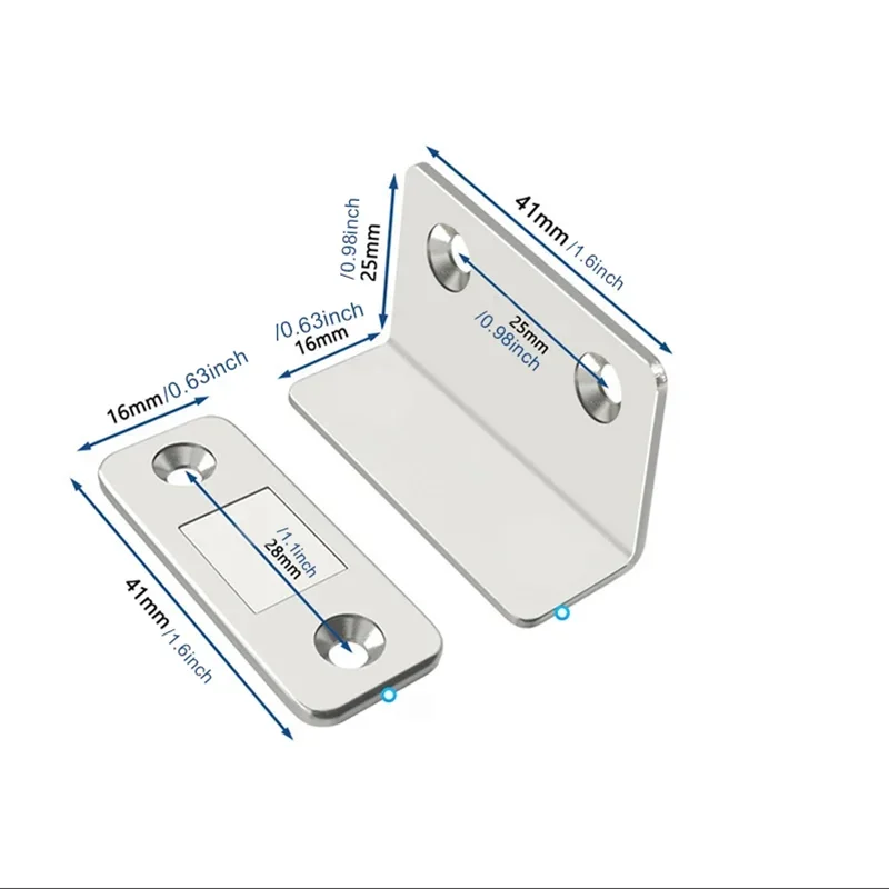 Ultra Thin Latch Cupboard L Type Door Closer Cabinet Catches Door Stopper Furniture Fittings Strong Magnetic Kitchen Accessories