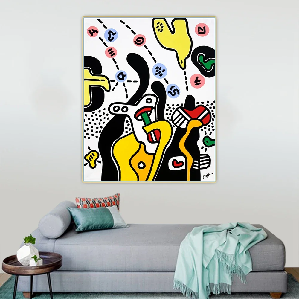 Lenvol genetique, by Jean Pierre Petit Abstract cartoon style Canvas Oil Painting Aesthetic Picture Wall Decor Home Decoration
