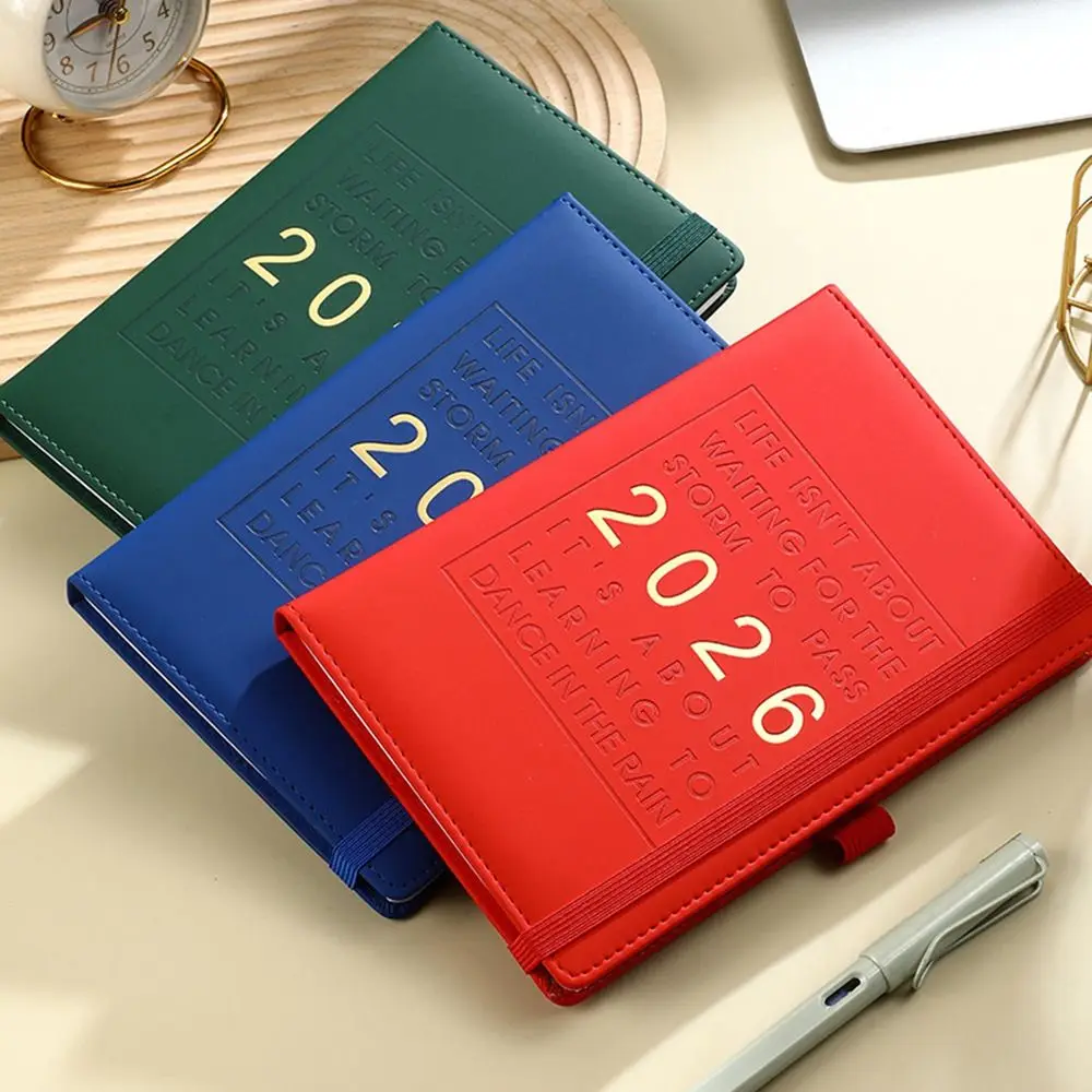 English 2026 Schedule Planner Notepad Wear-resistant Bookmark 365 Days Efficiency Notebook Simple Portable Diary Writing Pads
