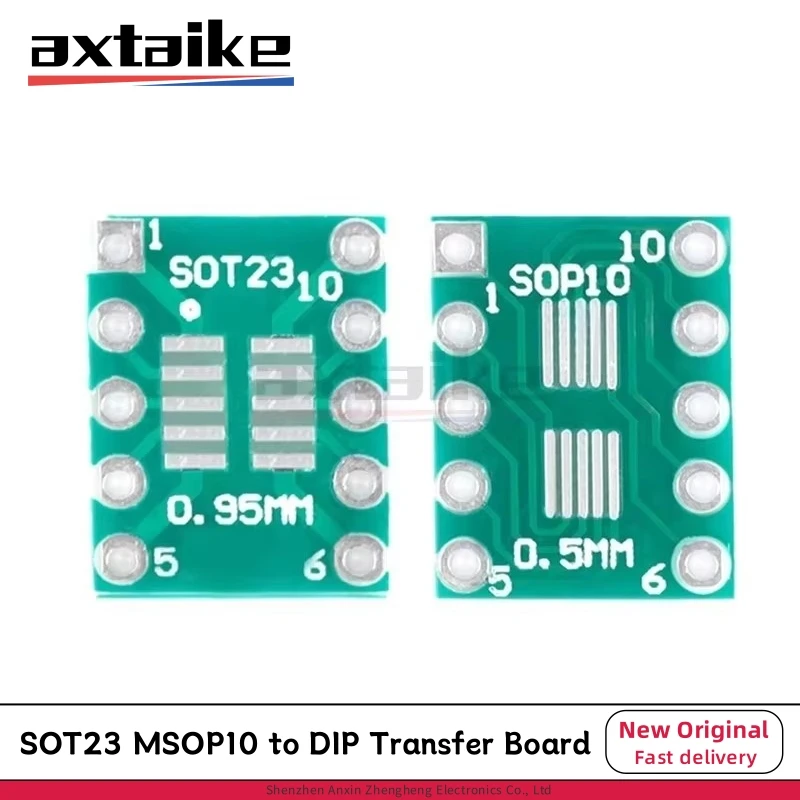 20PCS SOT-23 SOT23 MSOP10 SOP-10 to DIP 10 PCB Transfer Board DIP Pin Board Pitch Transistor IC Adapter Plate Conversion Board