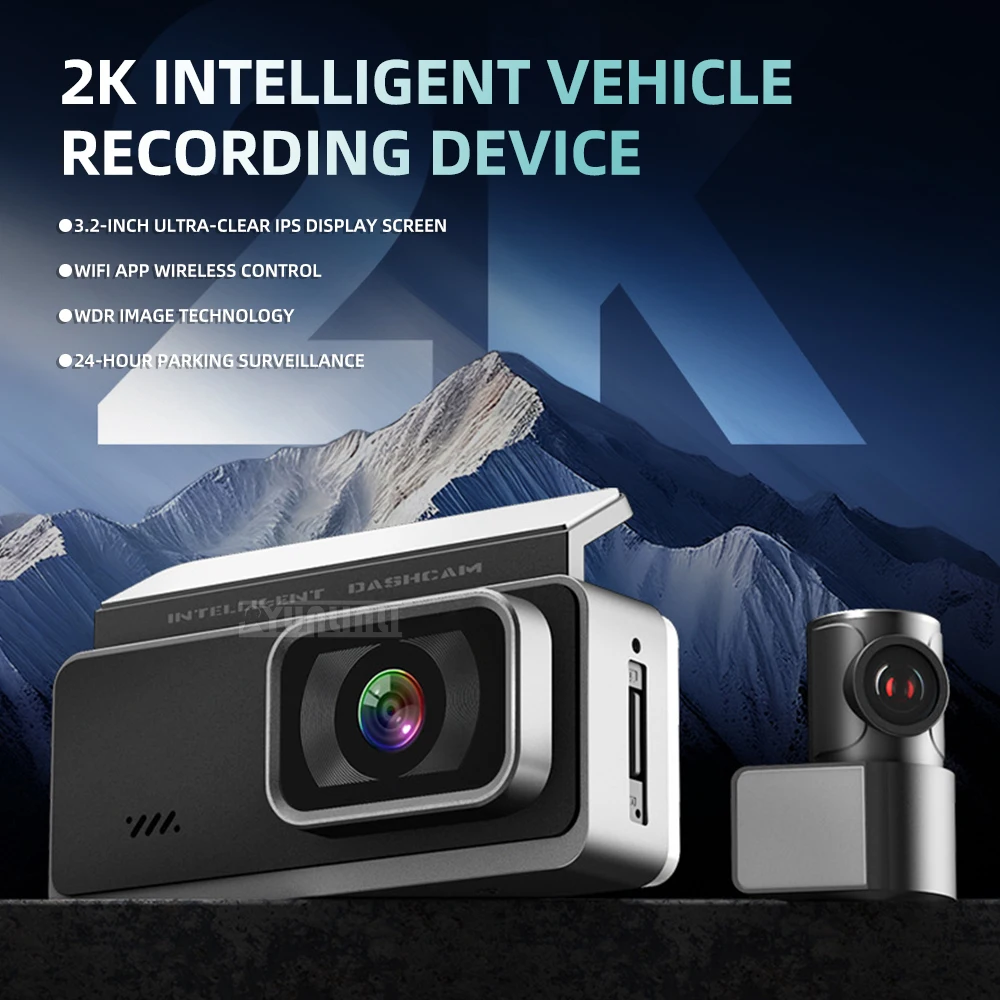 Dash Cam, Display Screen Phone Interconnect Front and Rear Dual Recording Night Vision Recorder