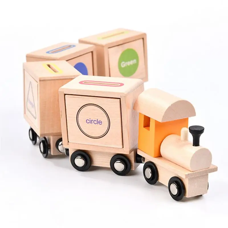 

Wooden Magnetic Train Set Preschool Toddler Color Shape Sorter Montessori Toy early Educational learning Game for Kids Boys Girl