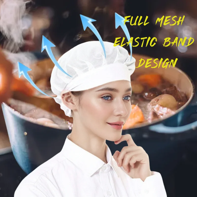 Wide Eave Elastic Band Chef Hat Restaurant Suitable For Kitchen Baking Solid color Safety Hygiene No Brim Reusable Cap Wholesale