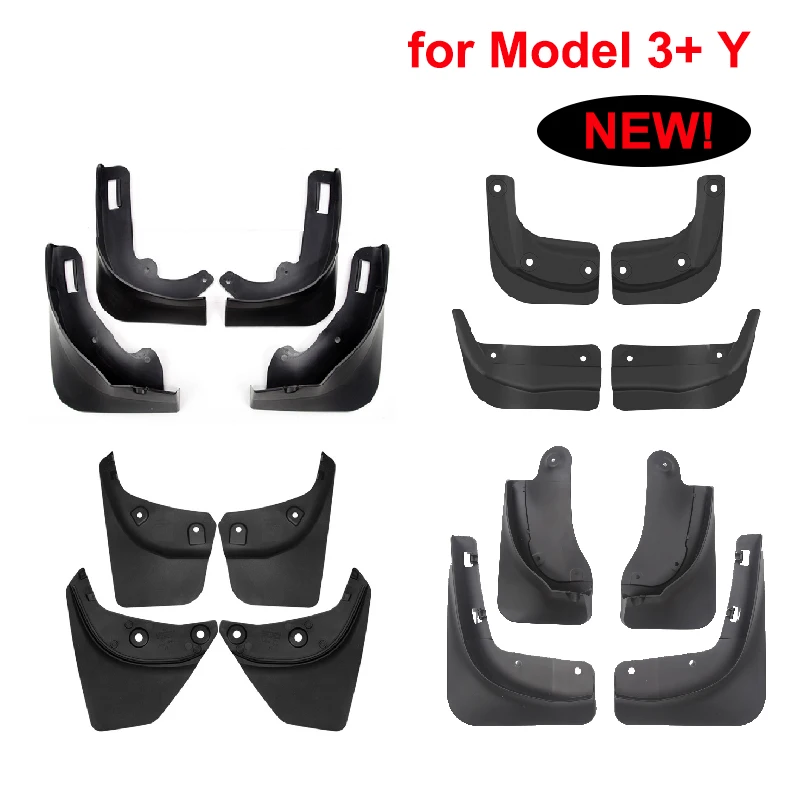 4PCS Front Rear Mudflaps for Tesla Model 3+ Highland Model Y Berlin 2024 Mud Flaps Official Model Car Replacement Splash Fender