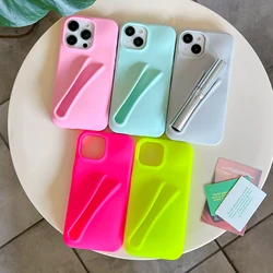 Candy Lipgloss Holder Groove Storage Silicon Soft Phone Case for iPhone 16 15 Pro Max 15 Plus 12 Mini 13 Pro 11 X XS Max XR 7 8