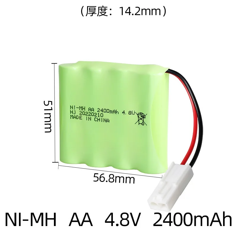 4,8 V 2400 mAh NiMH-Akku + 4,8 V-Ladegerät für Rc-Spielzeug, Autos, Boote, Waffen, Tanks, 4,8 V wiederaufladbare Ni-MH-AA-Batterie