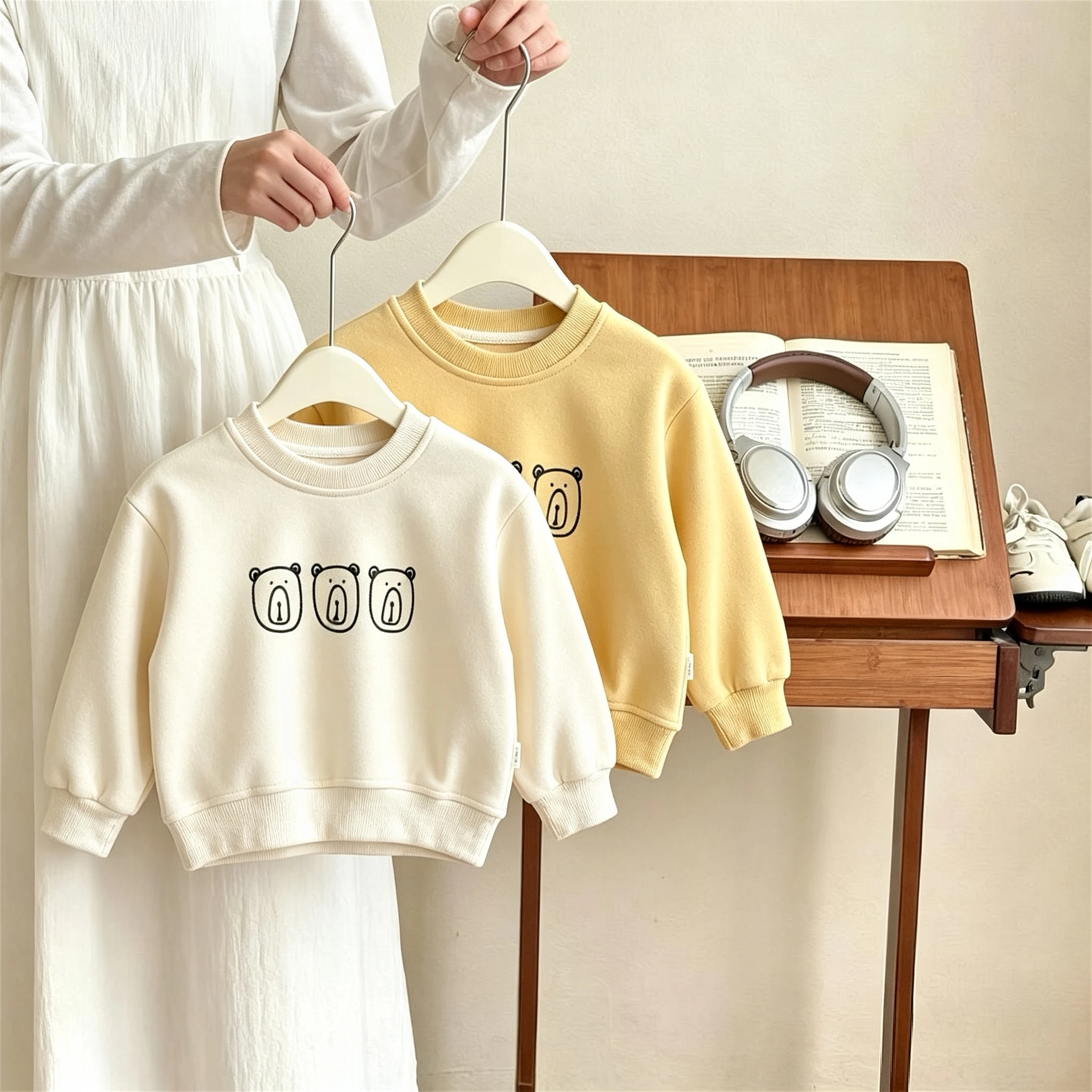 Fashion Simple Kids Long Sleeve Tops Sweatshirts Autumn Clothing Casual Versatile Round Collar Pullover Hoodie Children Clothes