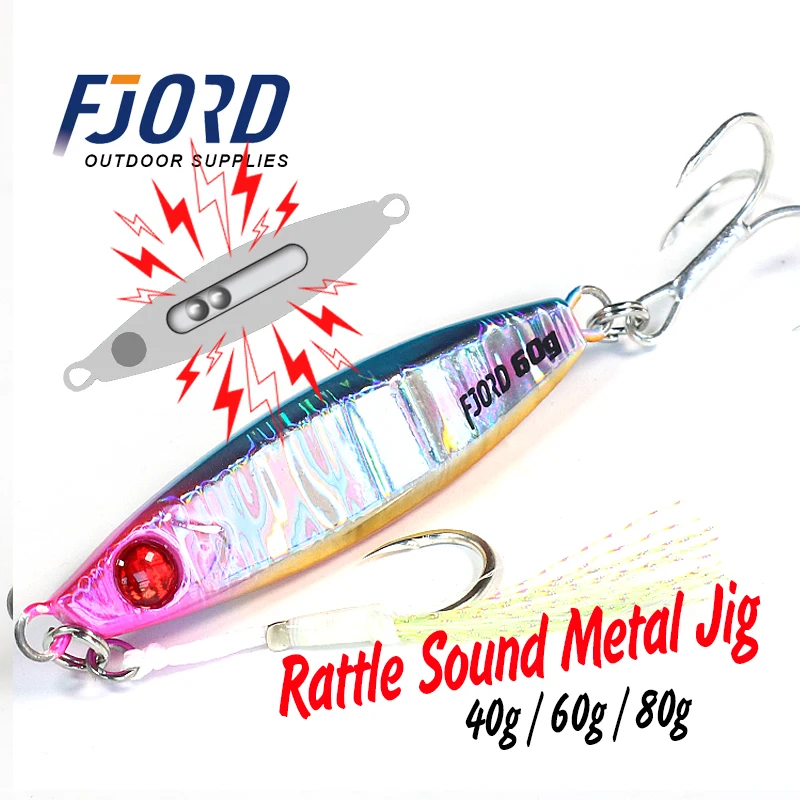 FJORD Rattle Metal Jig Fishing Lure 40g 60g 80g Night Light Jigging Shore Casting Swimbait New 2023 Sea Saltwater Fishing Tackle