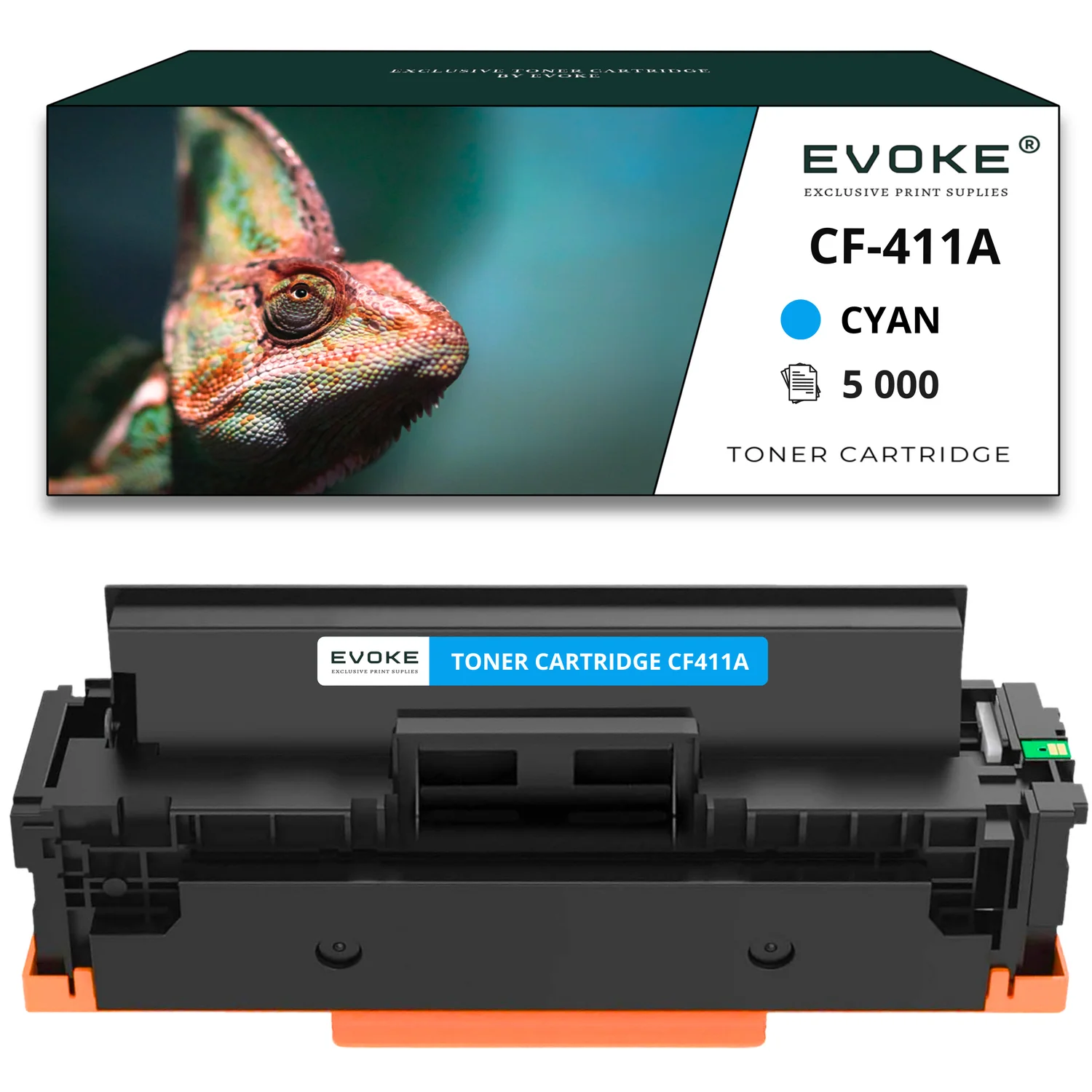 Evoke compatibele toner voor HP en Canon Cf411X Cf-411X 410X Crg-046H Crg046H cyaan 5000 pagina's Color Laserjet Pro M452Dn M452Dw M477Fdn M477Fdw; Canon I-Sensys Mf-732Cdw Mf-734Cdw