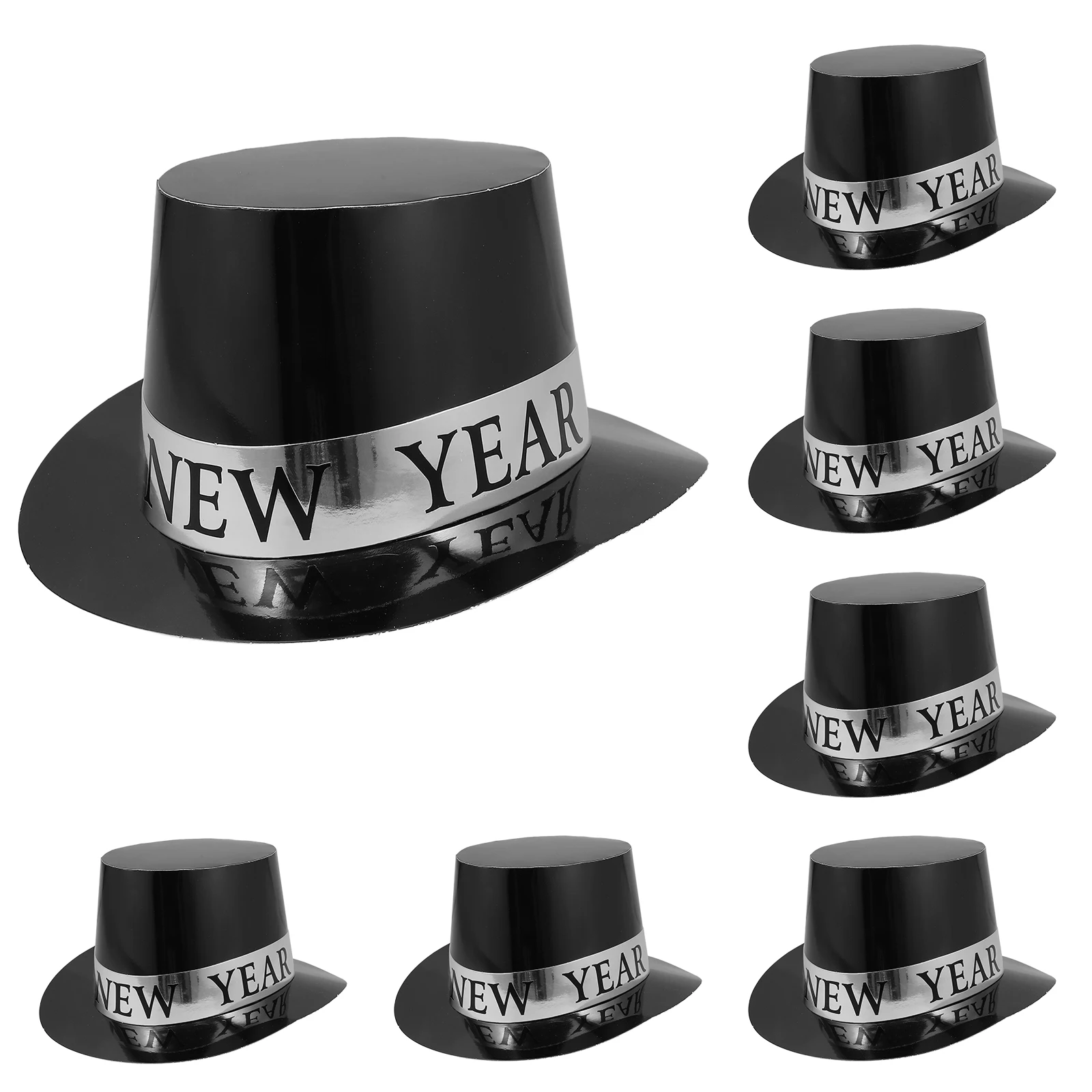 

6pcs Black Gold Hats Happy New Year Eve Paper Cap Decorations Party Supplies Stylish Comfortable Luxury Cone Hat Trendy Design