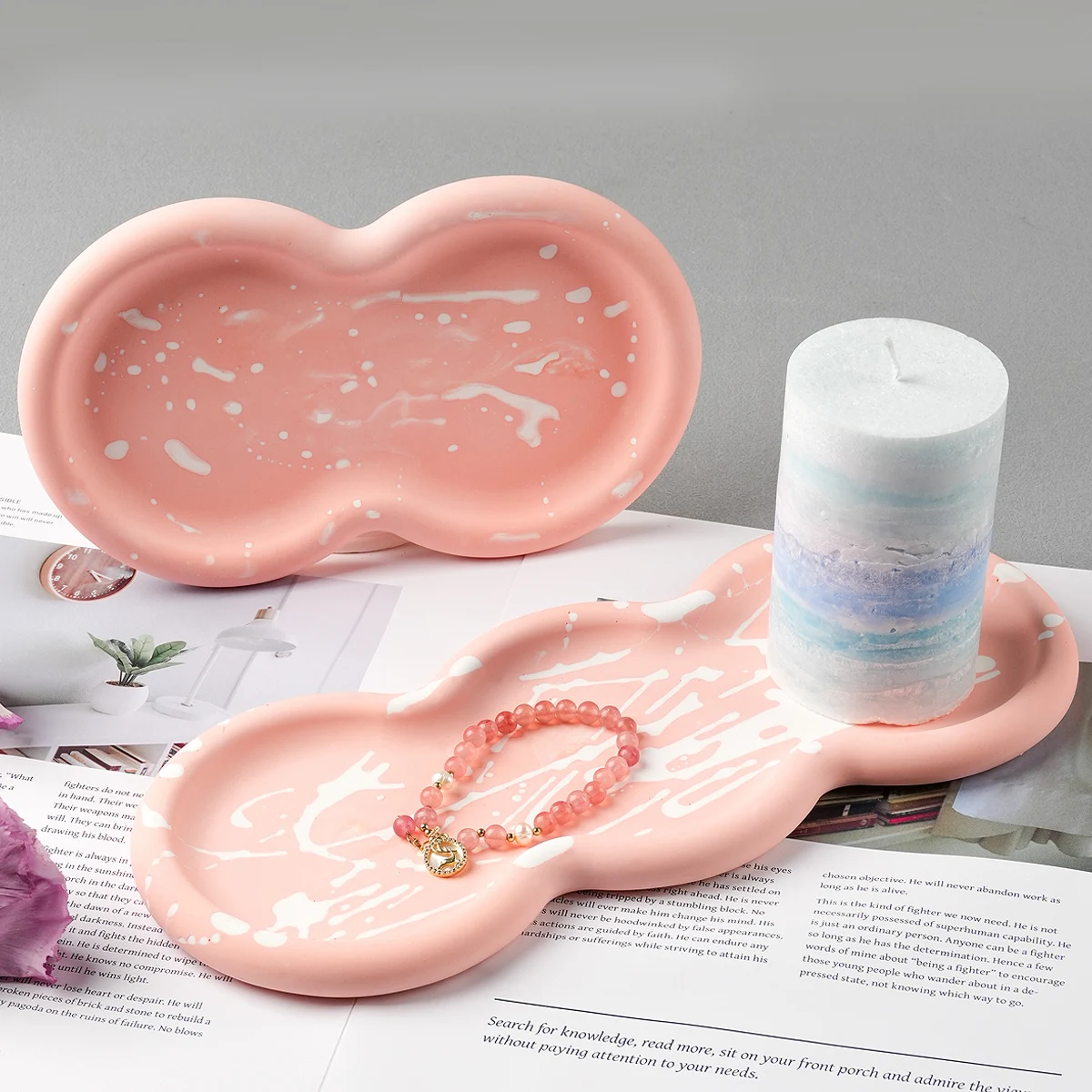 DIY Round Storage Tray Silicone Mold Handmade Plaster Coaster Craft Molds Concrete Resin Jewelry Display Plate Making Home Decor