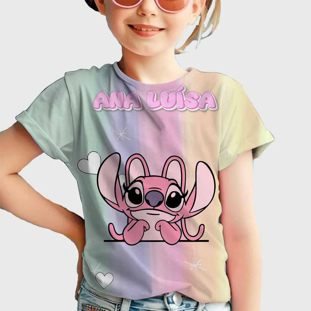 

Новая футболка Kawaii Lilo Stitch с героями мультфильмов, детская футболка Stitch, милая футболка с рисунком манги Y2k, футболка с рисунком для девочек и мальчиков, футболки Lilo Stich