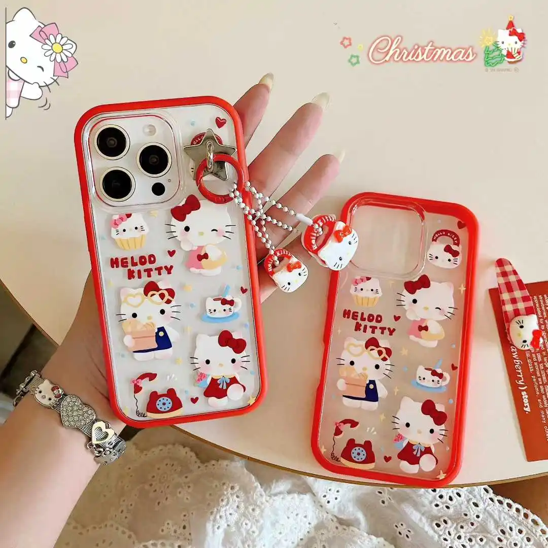 

New Hot Hello Kitty Cat Funny Pictorial Phone Case For iPhone 13 14 15 16 Pro Max Anti Fall Shockproof Back Cartoon Y2k Cover