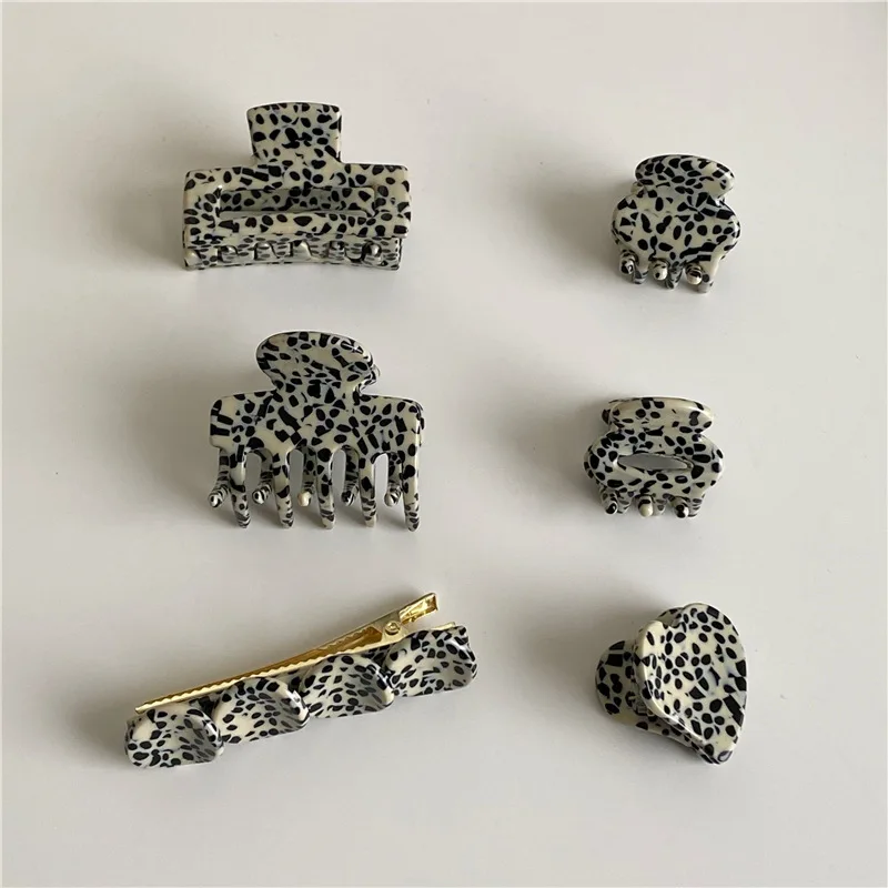 New Korean Vintage Leopard Print Female Hair Accessories High Quality Acrylic Geometric Hair Clip Claw For Woman Girls