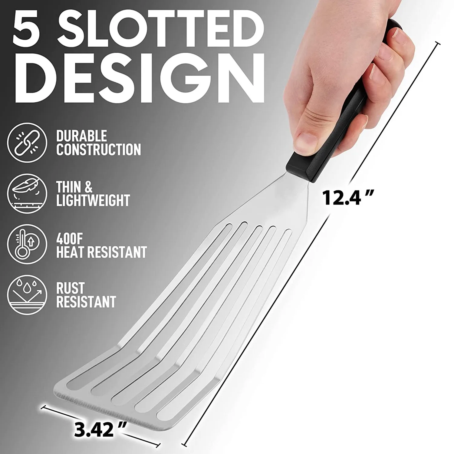 

CHCH 12.4Inch Fish Spatula- Slotted Fish Turner Spatula With Sloped Head Design - Durable And Lightweight Thin Spatula Metal