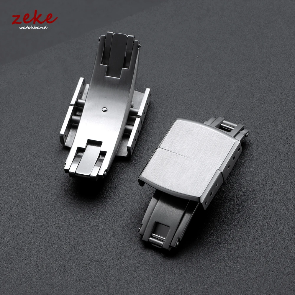 16mm 18mm 20mm Stainless Steel Watch Buckle Double Click Butterfly Watch Clasp Replacement Folding Clasps for Rubber Watch Strap