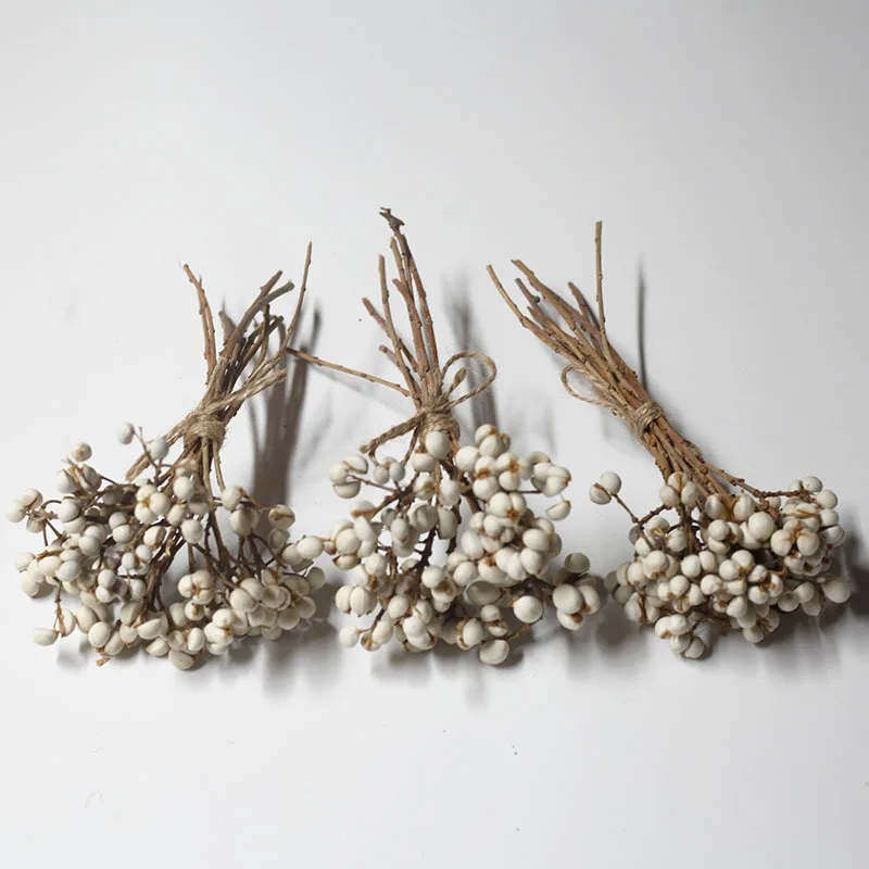 باقة زهور التوت الأبيض المجففة - فروع الفاكهة البيضاء المجففة الطبيعية، زهور ديكور المنزل البسيطة، زهور يدوية متعددة الاستخدامات #2