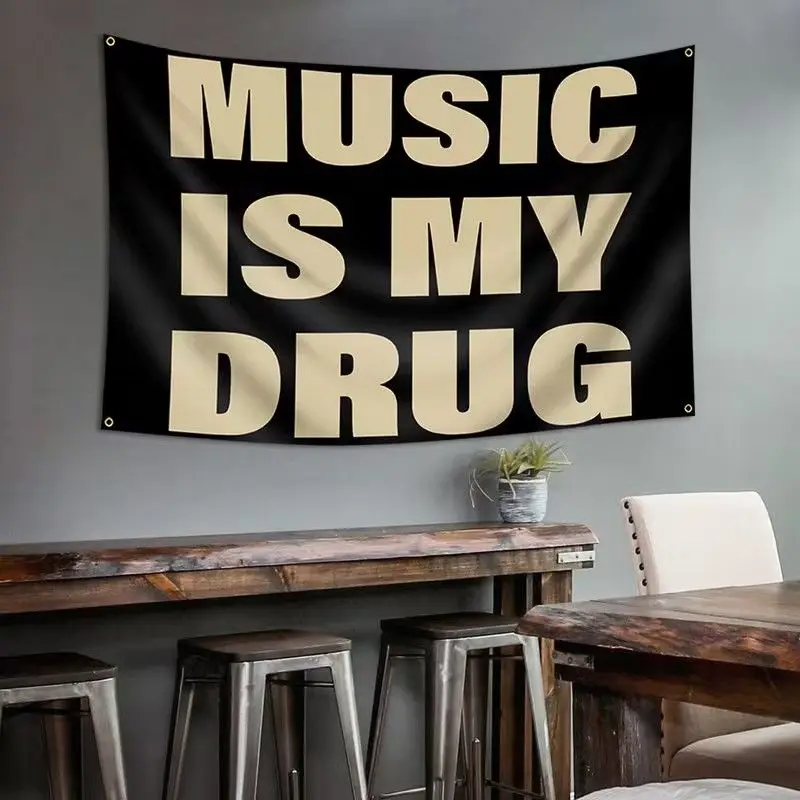 VIKAMA Music is My Medicine Tapestry American Street Style, Inspirational Wall Art for Esports Room Decor