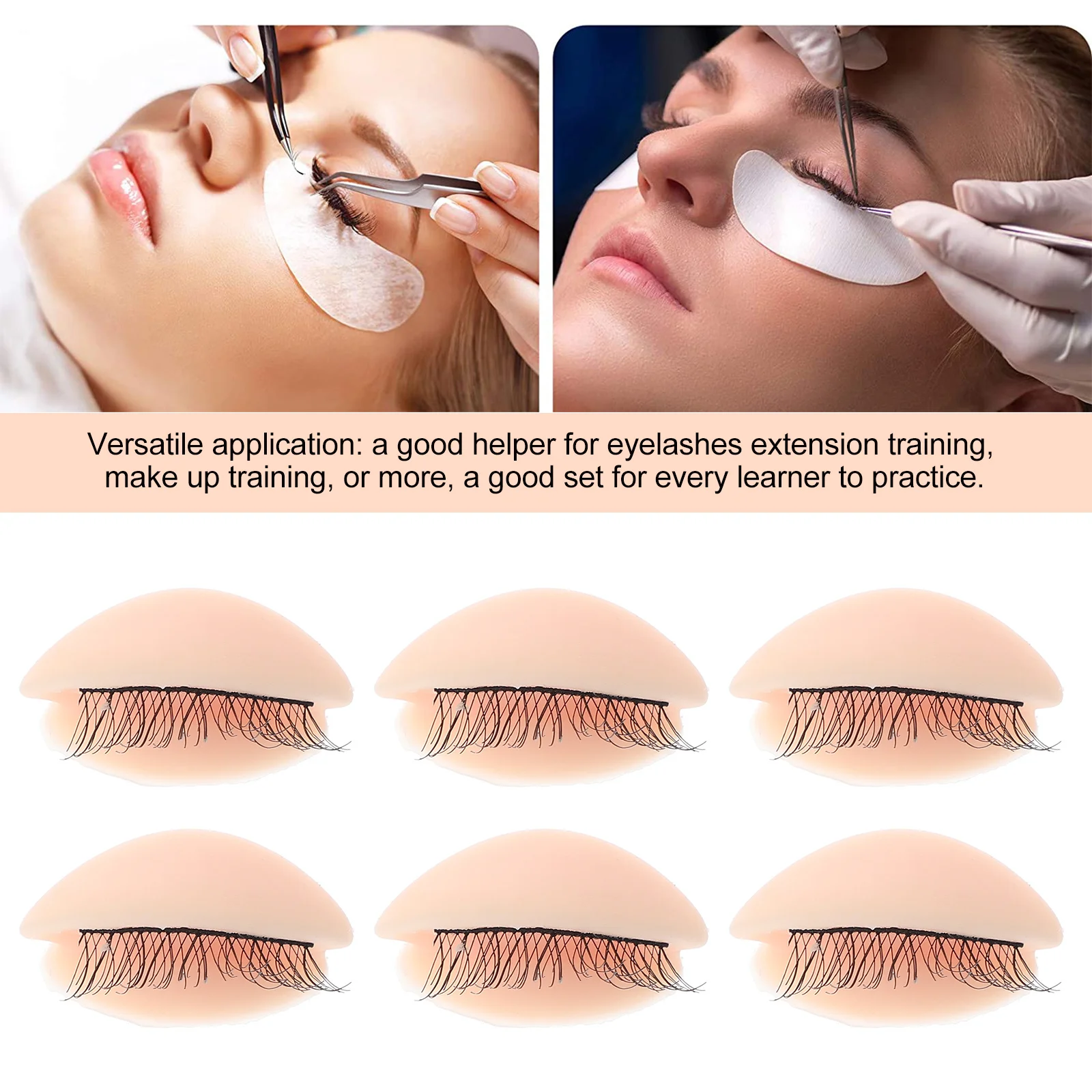 3 Paar abnehmbare Wimpern-Augenform aus hochwertigem Silikon für Make-up-Übungen, schmutzabweisendes, wiederverwendbares Augenlid-Ersatzwerkzeug