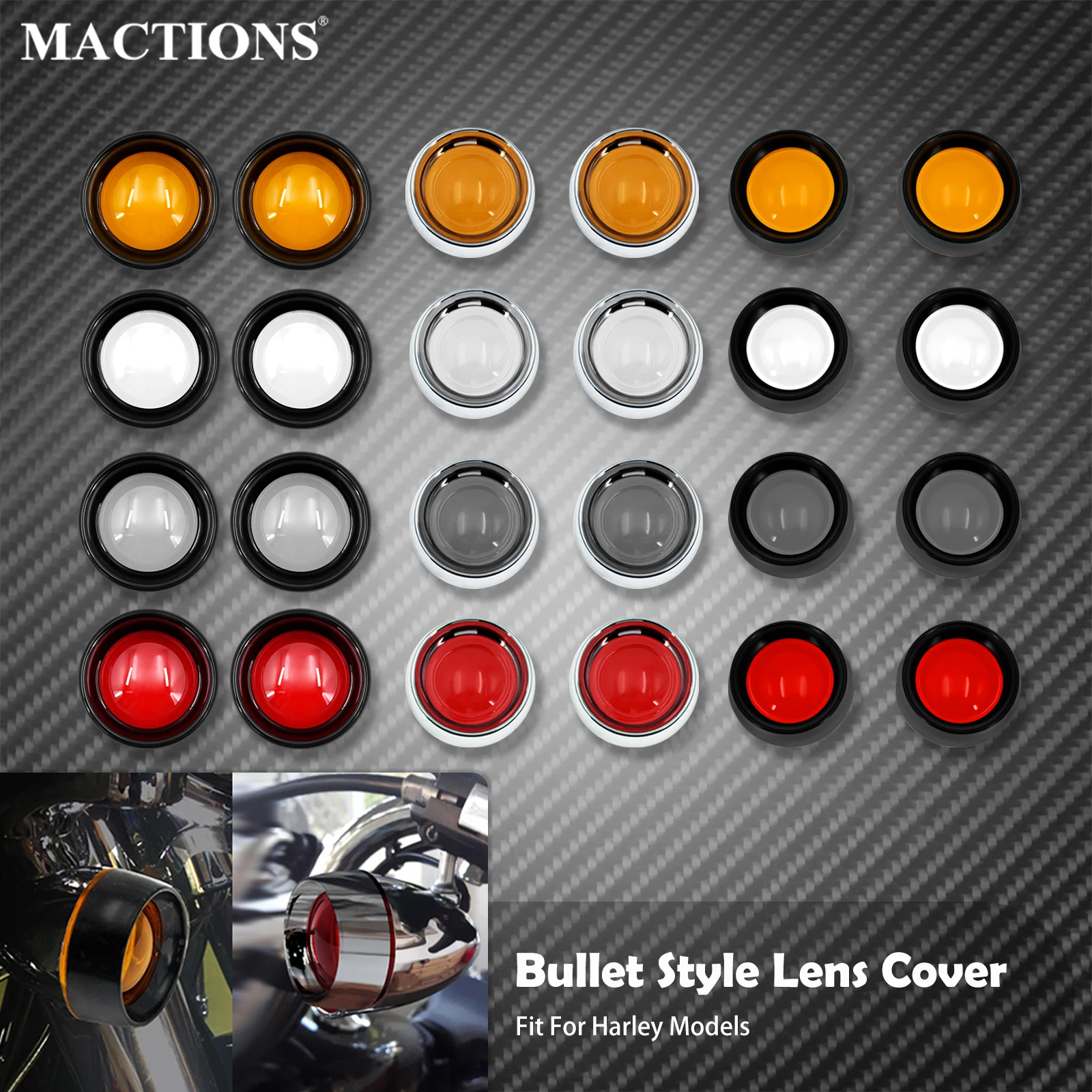 

Motorcycle Visor Lens Cover Turn Signal Light Bezels Cap Bullet Style Trim Covers For Harley Sportster XL Softail Dyna Touring