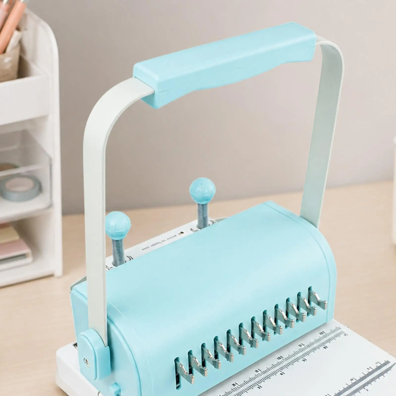 A4 Paper Hole Puncher with Binding Rings Support 6.4mm to 32mm and Adjustable Guide for Office Study Material Organization