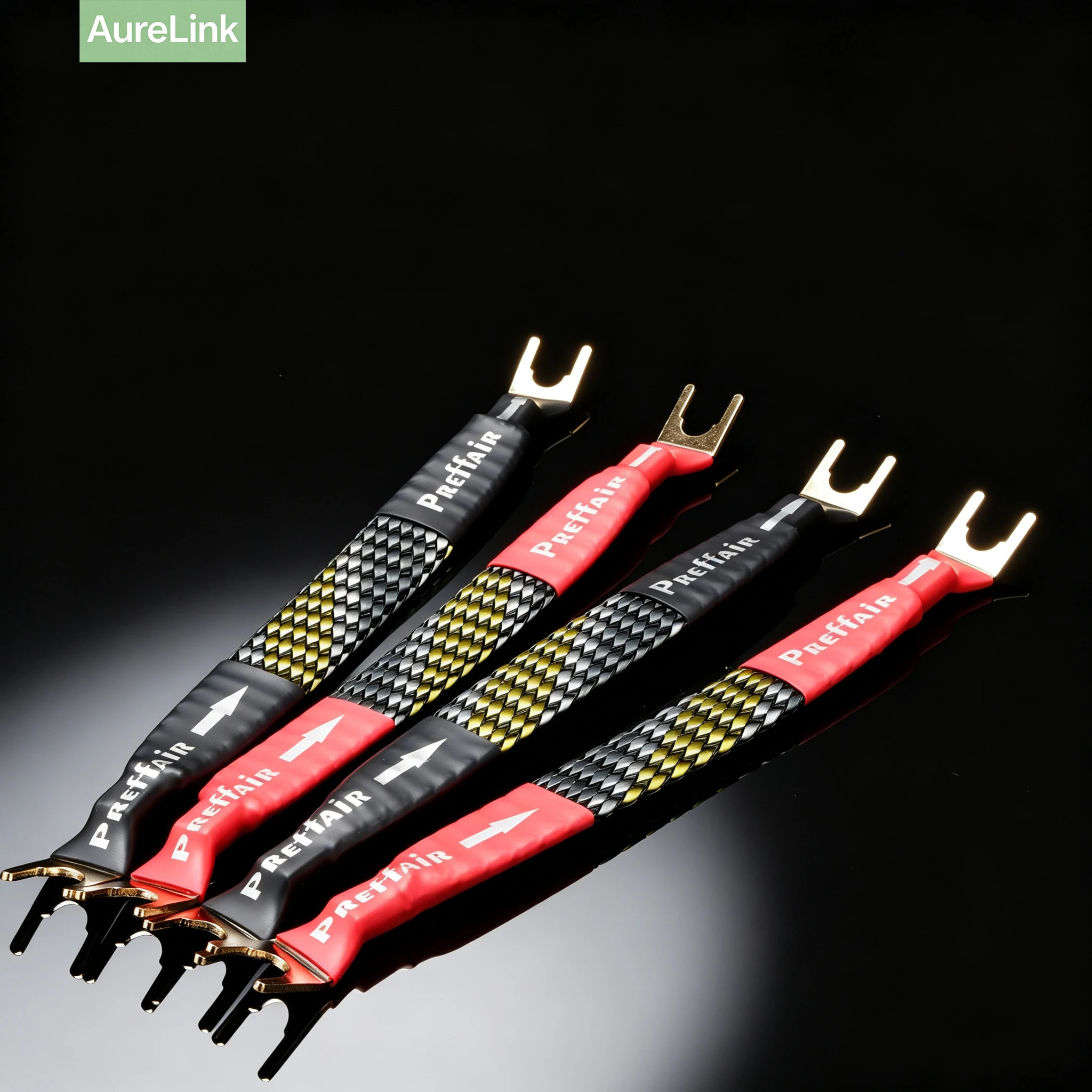 20cm OCC Speaker Jumper Cables Speaker Cable 11AWG Bridge Bi-Wire Speaker with Gold Plated Jumper Plates, Audiophile Flexible