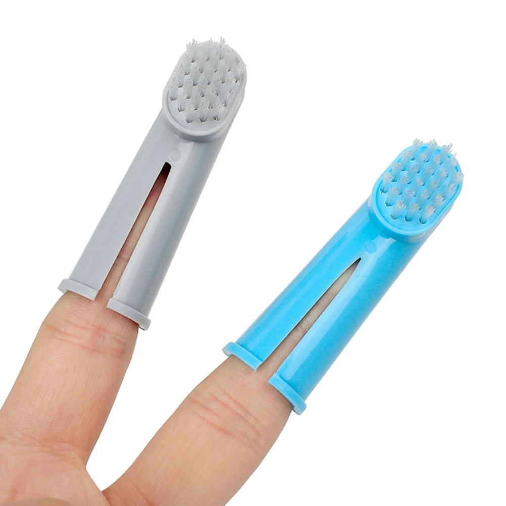 

15 pcs Pet Toothbrush Kit For Dogs Cats 2-Head Finger Brush Cleaning Tools Set Long Handle Massage Tip Dog Tooth Brush Pet