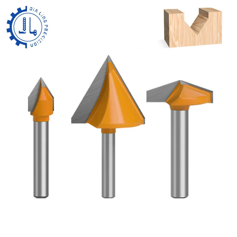 

Wood Cutting Tools CNC 3d V Shape Engraving Tools Wood Milling Cutter End Mill for Hand V Grooving Router Bit Set