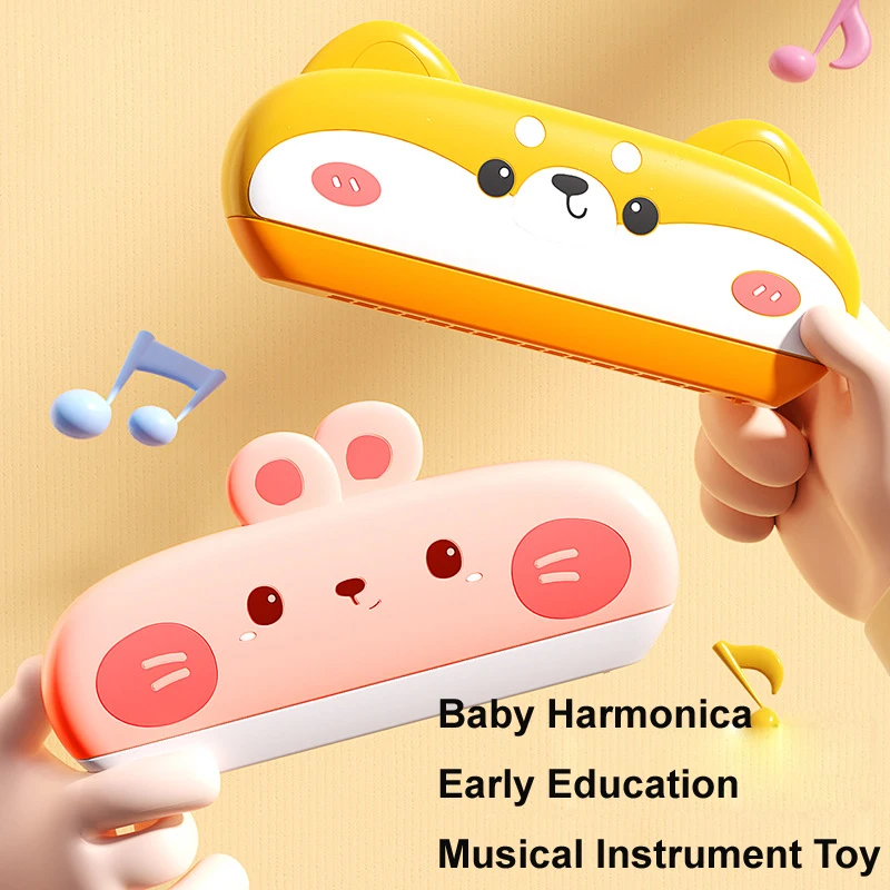 Kids Harmonica Plastic 16 Holes Harmonica Early Education Musical Instrument Toy for Children Beginners Birthday Gift