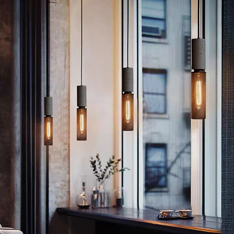 

Vintage Industrial Style Metal Pendant Light Nordic Cement LED Pendant Lamp Living Room Restaurant Bedside Decor Chandelier