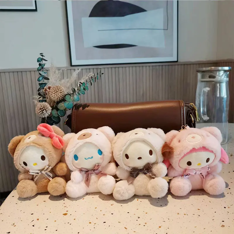 Sanrio-Llavero de peluche bonito de 12CM para niños, colgante de Hello Kitty, llavero de dibujos animados Kuromi, decoración para mochila, regalos para niños, juguete