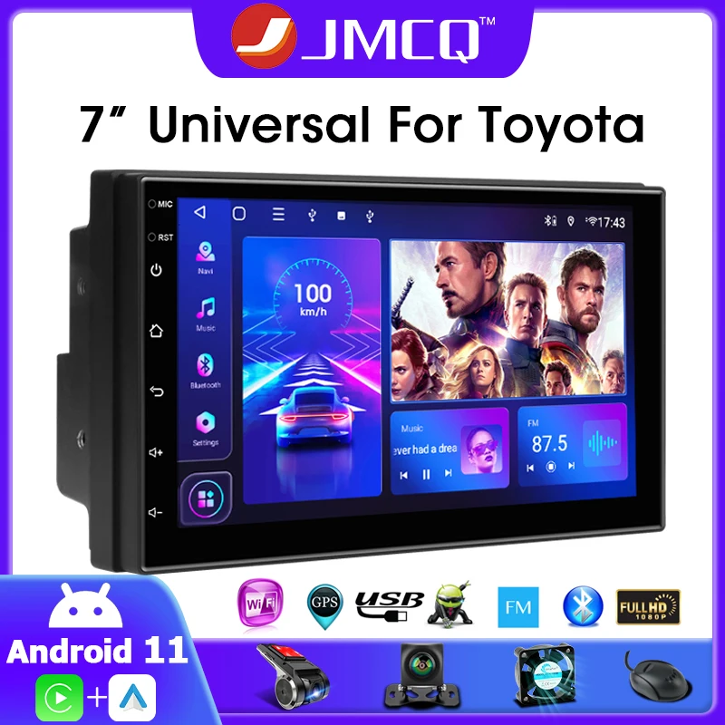 

JMCQ Universal 7 Inch Car Radio For Toyota 2 Din Android 10.0 Multimedia Video Player WIFI IPS RDS DSP GPS Navigaion Head Unit