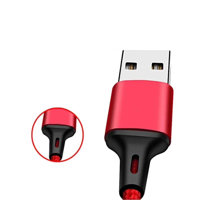 Anti-Stretch Multi-Port 2a Fast Charge Mobile Phone Charging Cable Phone Parts 3-In-1 Copper Core Nylon Braided Data Cable