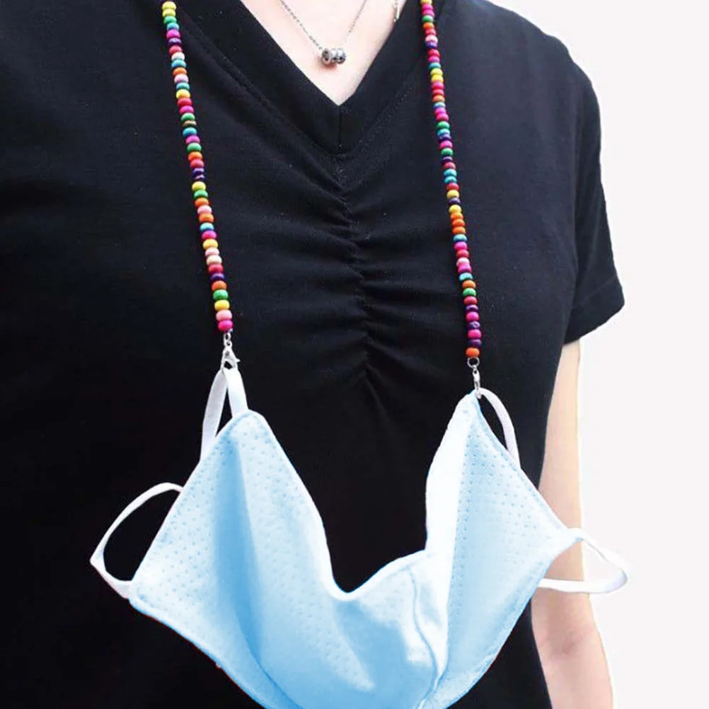 

4Pcs Wooden Beads Mask Chain Multi-Function Face Mask Cord Sunglasses Holder Colorful Beads Lanyard Eyeglasses Chain