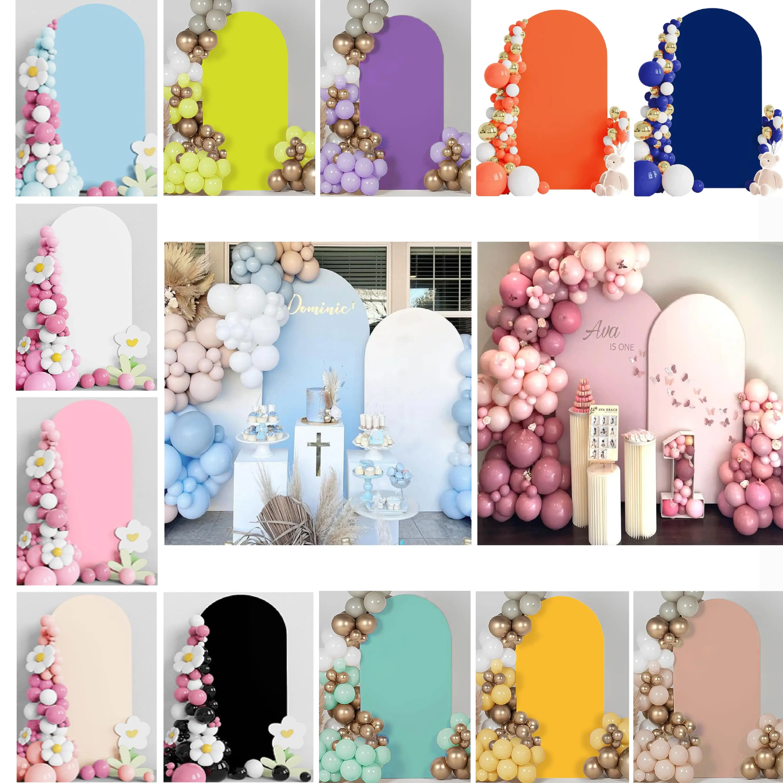 Arch Backdrop Cover Spandex Fabric Solid Color Covers for Home Decoration Baby Shower Wedding Background Birthday Party Supplies