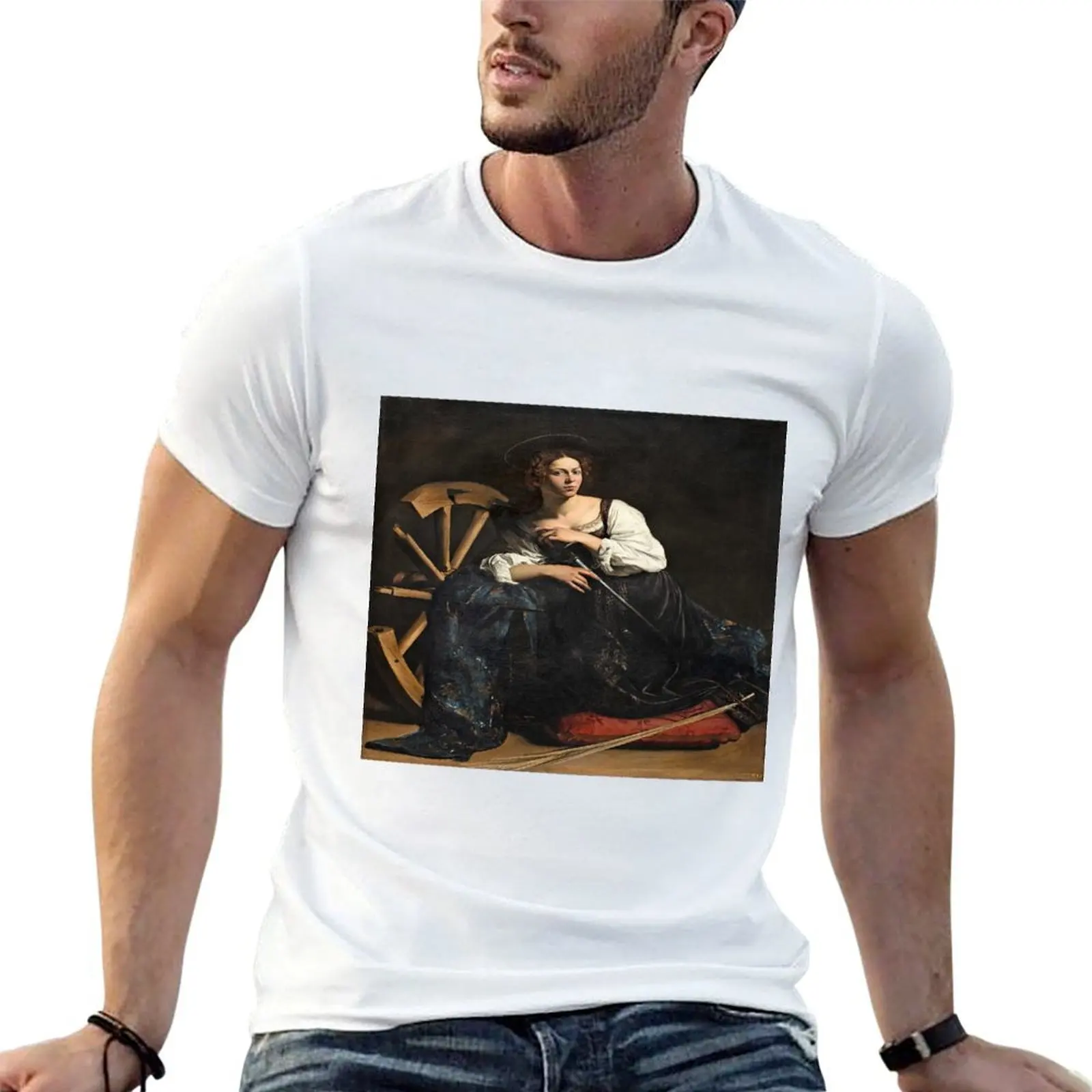 

Saint Catherine of Alexandria HD, by Caravaggio T-Shirt man t shirt summer t shirt man casual T-Shirt