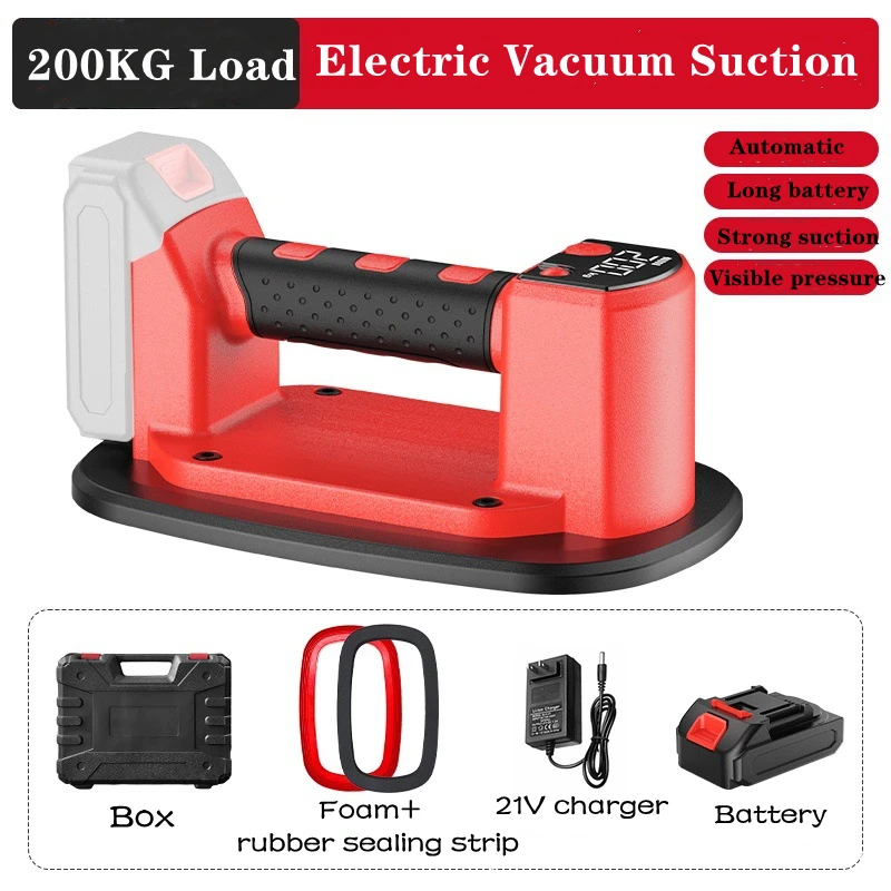 Ventouse électrique sous vide numérique LED, charge 200KG, forte aspiration, manipulation robuste, tasse de carrelage, grande pompe à main, aspiration sous vide