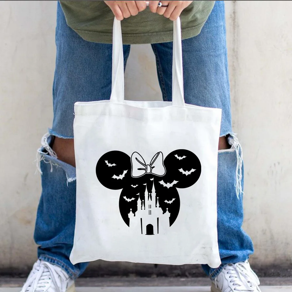 Funny Mouse Ear Graphic Tote Bag Cute Magic Kingdom Halloween Tote Bags Spooky Season Ghost Halloween Bags Travel Bags for Women