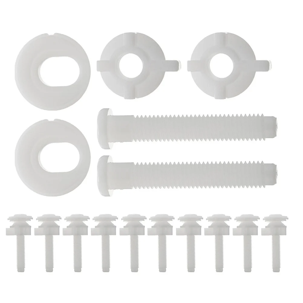 

12Pcs Toilet Seat Screws Replacement White Plastic Bolts Nuts Washers Fixing Kit for Secure Toilet Lid Fastening and Easy