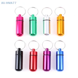 Keyring Tablets Medicine Container Pill Box Aluminium Key Chain Drug Holder