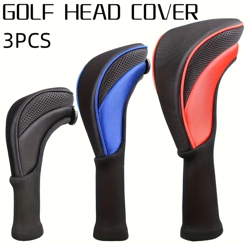 3pcs Professional Durable Breathable Golf Club Head Covers, Wood Driver Protect Headcover, Fairway Golf Putter Cover