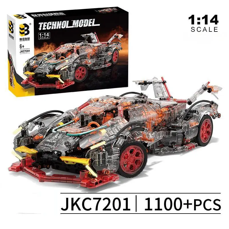 Kit de modelo de carro hiper azul OUZEY - conjunto de construção MOC Speedster com acabamento dourado, projeto de montagem desafiante para aficionados adultos